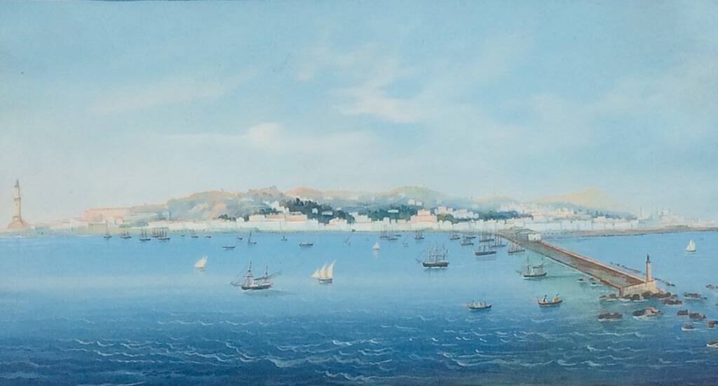Large Neapolitan gouache: View of Naples. 19th century. Giuseppe Scoppa (attributed)