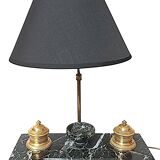 Marble and gilded bronze inkwell lamp
