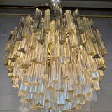 Vintage Italian crystal chandelier Venini Triedi Murano (1960s)