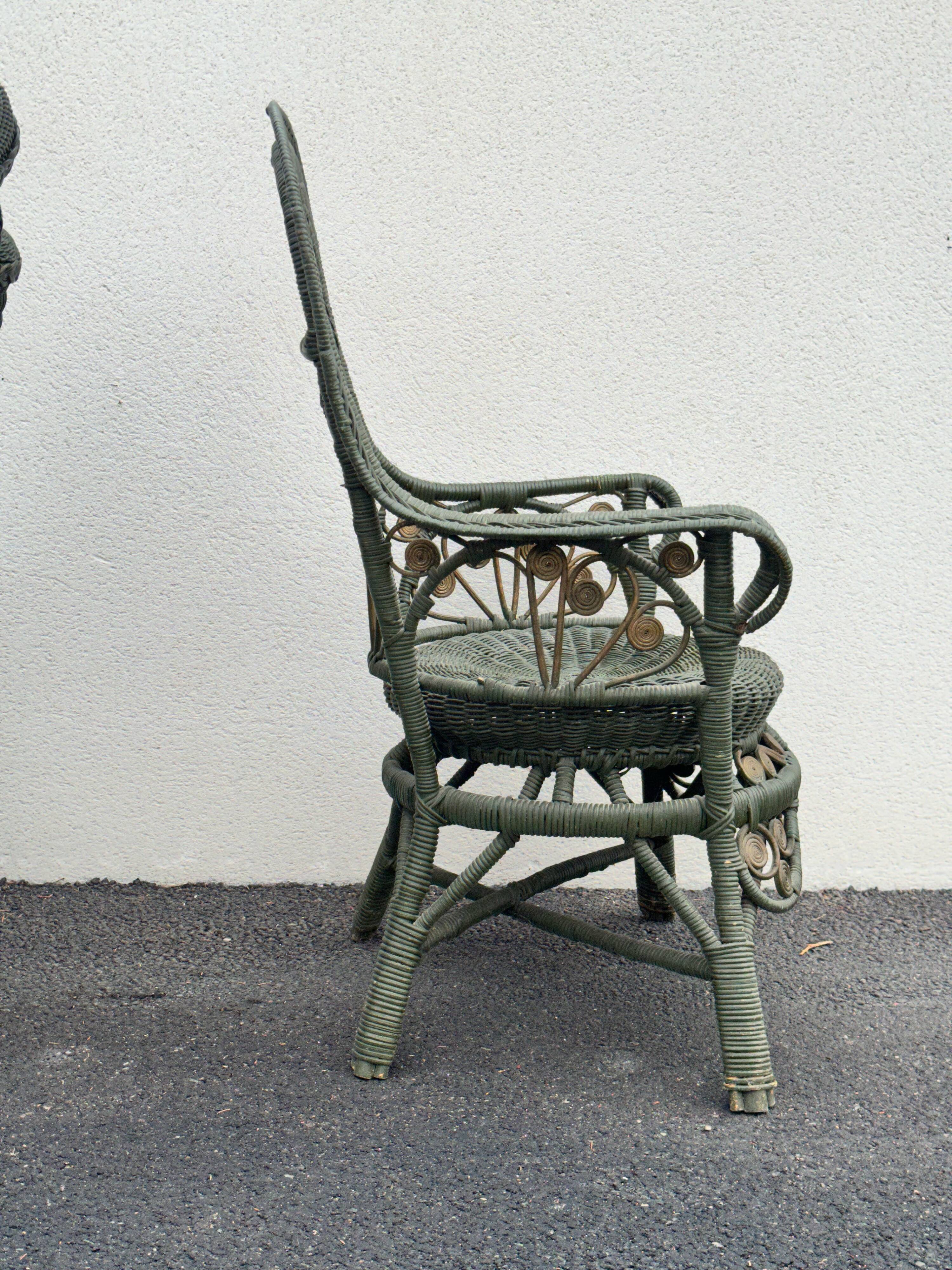 Perret & Vibert pair of ornate rattan armchairs, circa 1890