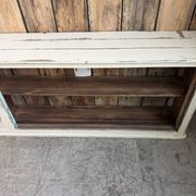 Vintage patinated work cabinet with sliding doors (renovated)