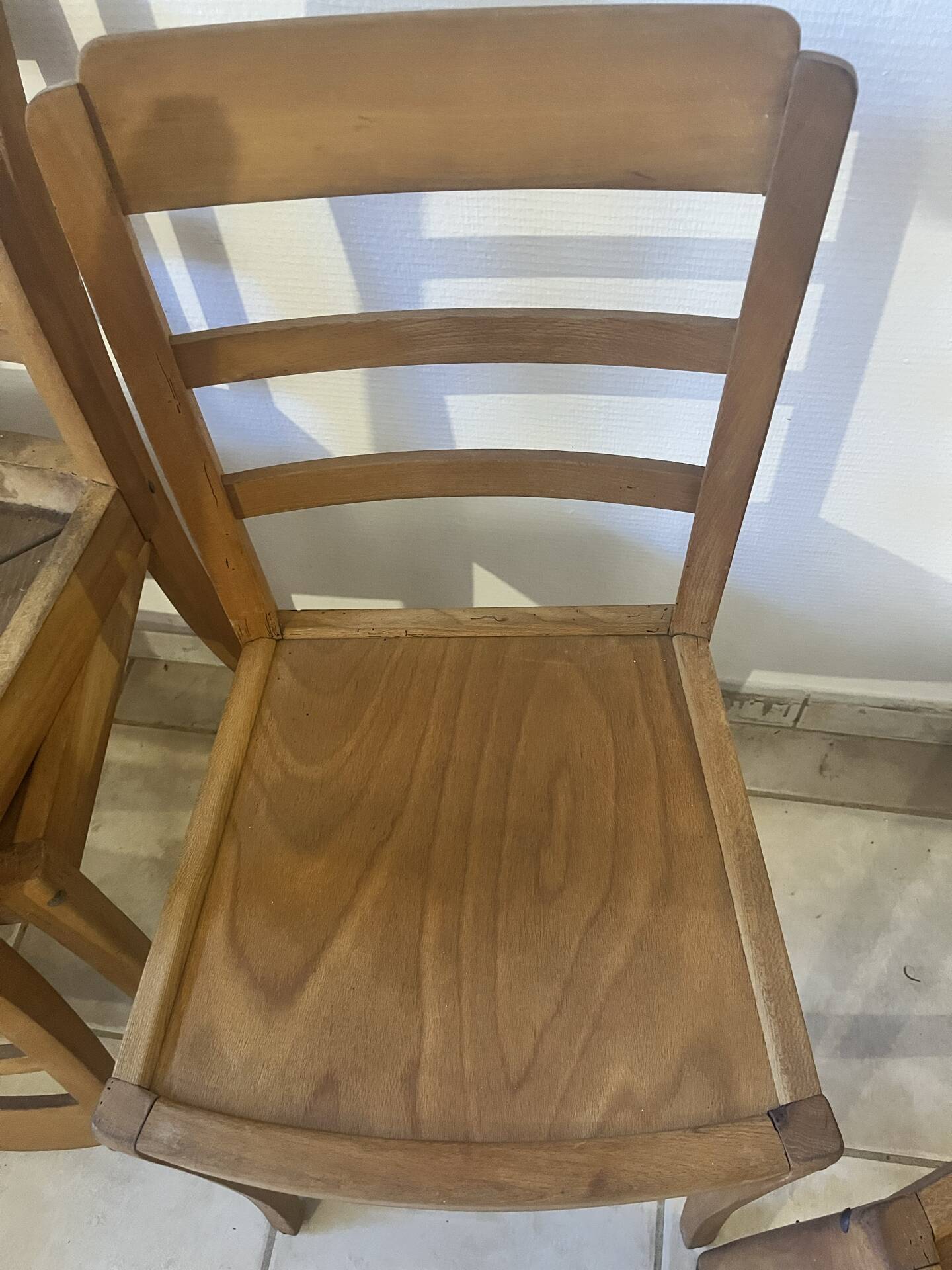 Set of 6 vintage wooden chairs — Monobloc licence assem