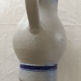 Grey and Cobalt Blue Stoneware Pitcher