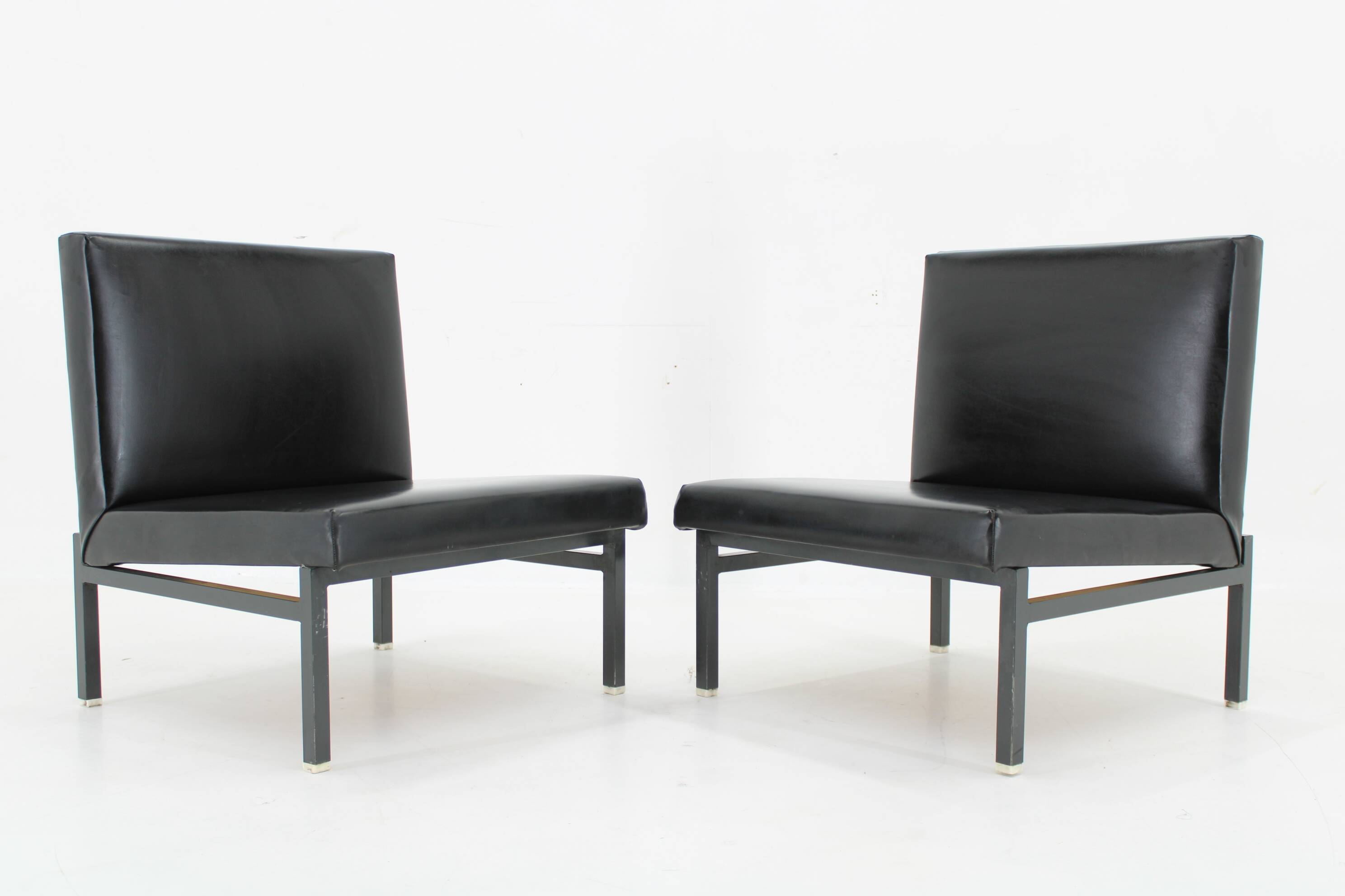 1970s Pair of Leatherette Lounge Chairs , Czechoslovakia