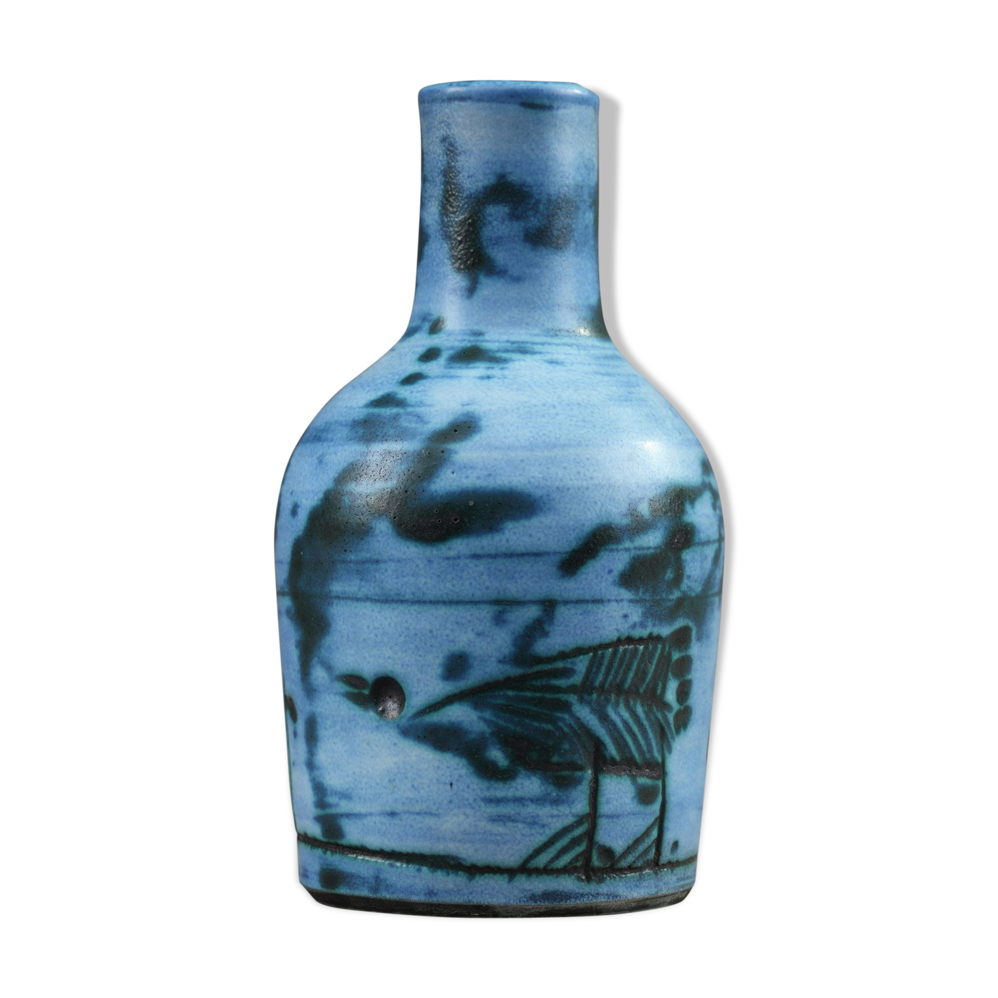 Blue enamelled vase by Jacques Blin (1920-1995)