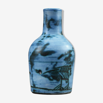 Blue enamelled vase by Jacques Blin (1920-1995)