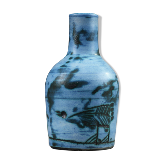 Blue enamelled vase by Jacques Blin (1920-1995)