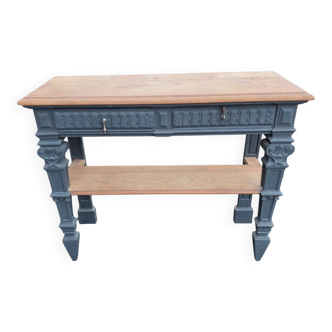Console in patinated solid oak, late 19th century.