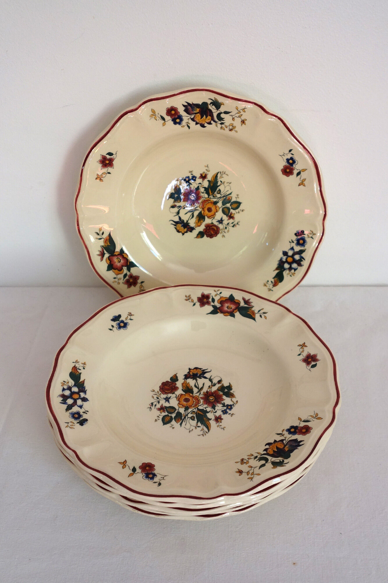 Set of 6 hollow plates Sarreguemines model Marly