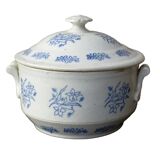 French antique glazed stoneware soup tureen, Saint Uze 6.3"