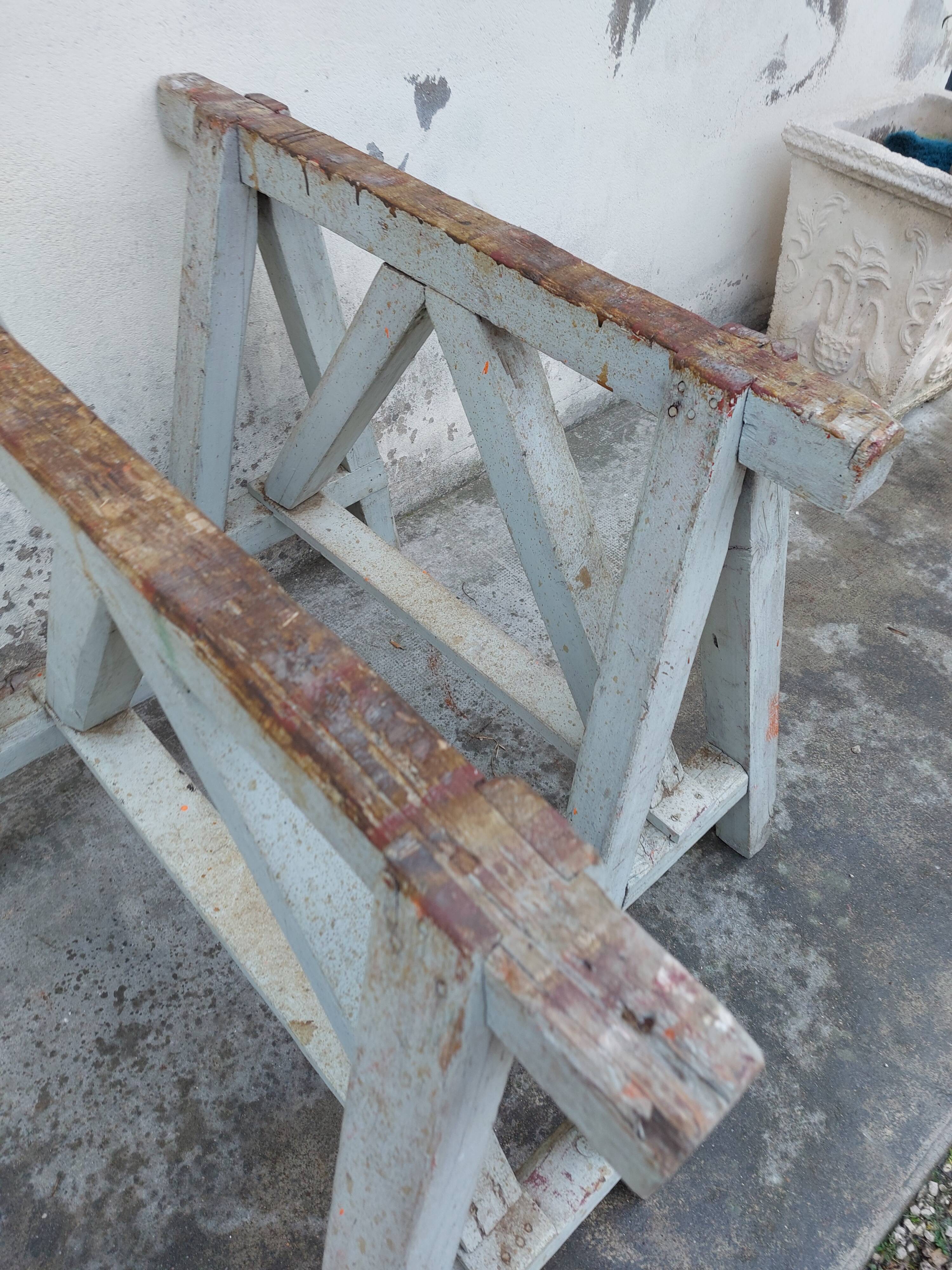 Workshop table in old wood 1950 -3m50