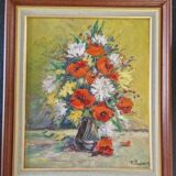 Michel Poulain (Born in 1932) - Oil on canvas - Bouquet of flowers
