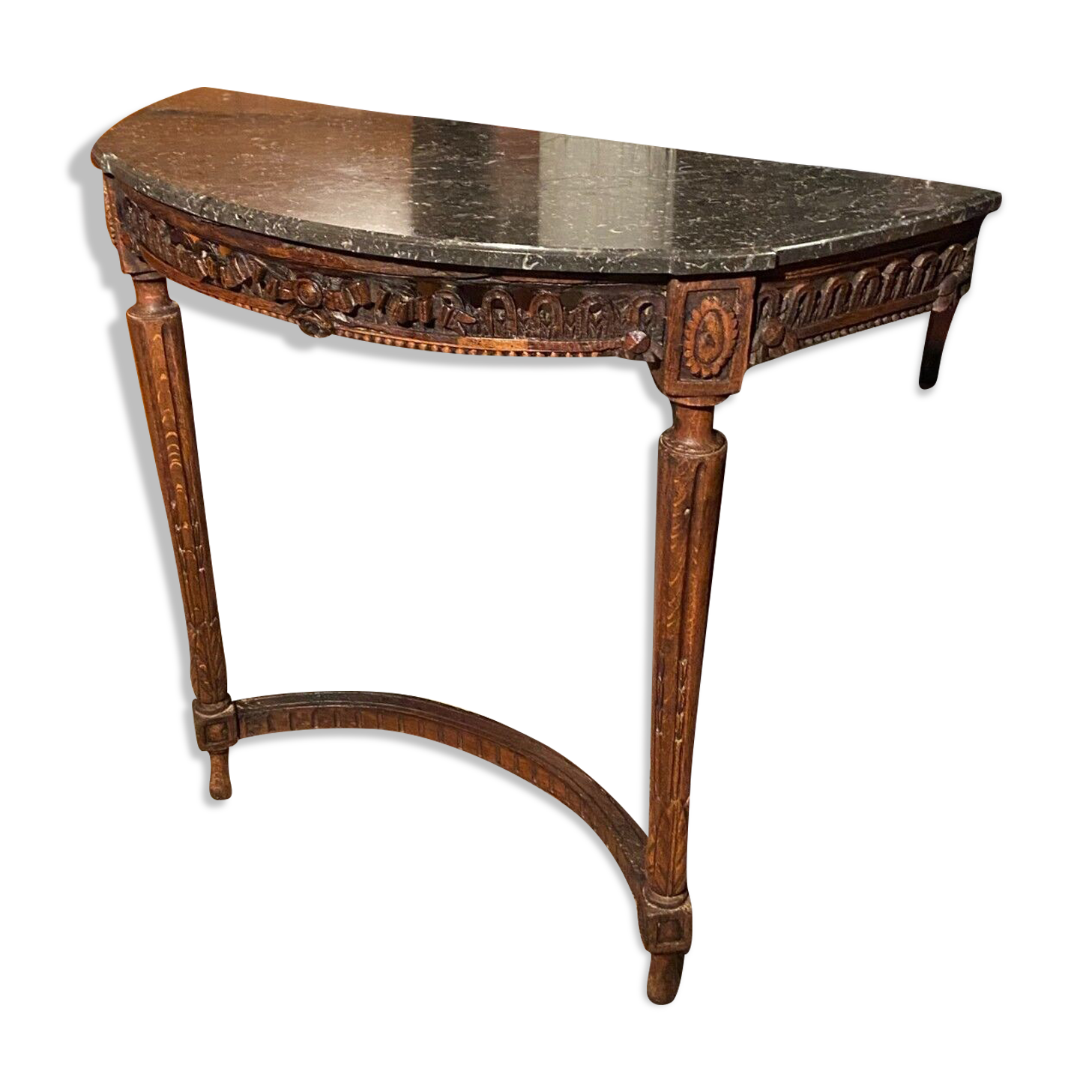 Half-moon console eighteenth century solid oak with carved decoration Louis XVI era
