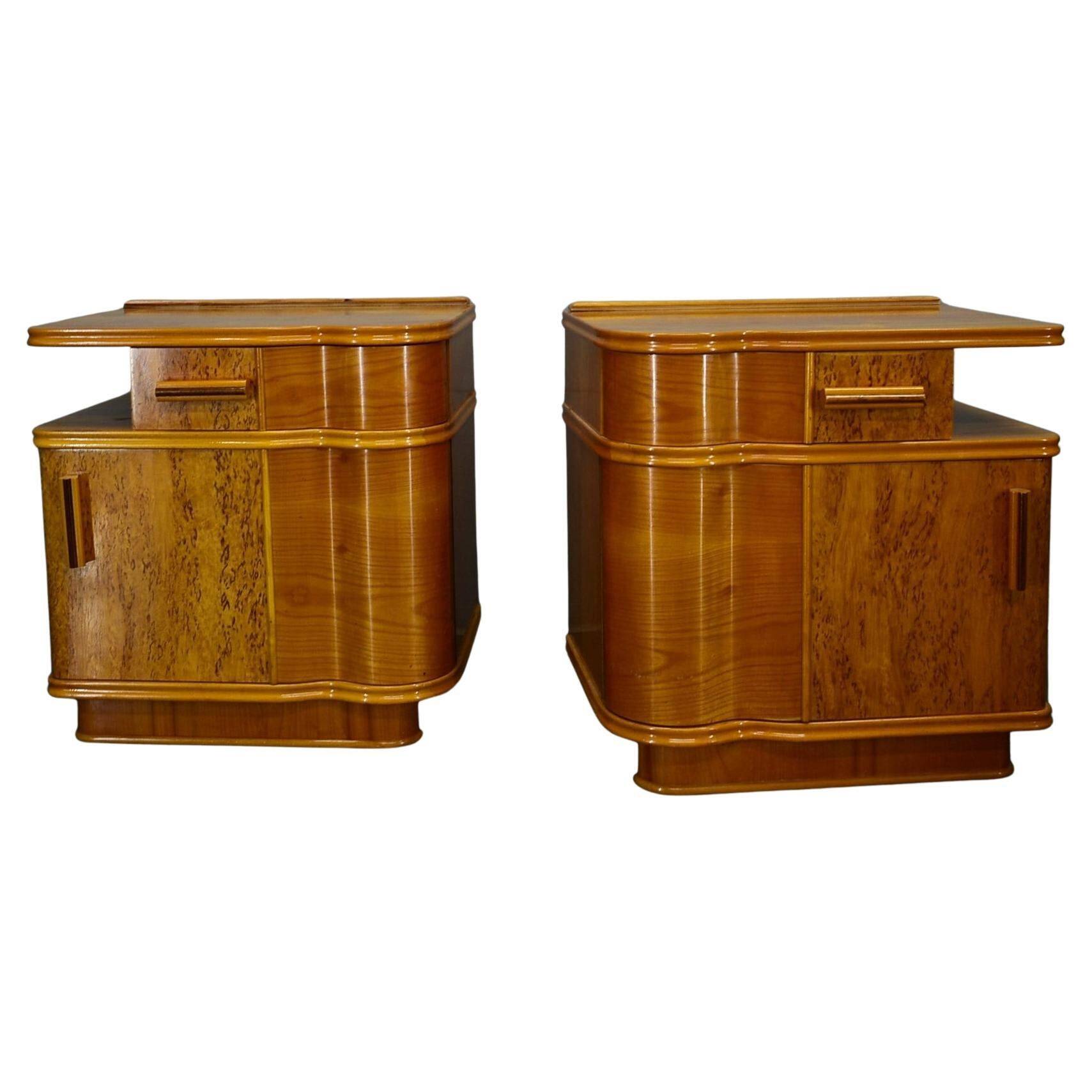 1939s pair of Art Deco bedside tables, Czechoslovakia