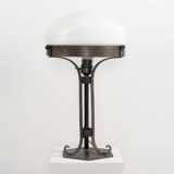 Vintage wrought iron and opaline glass Strindberg lamp