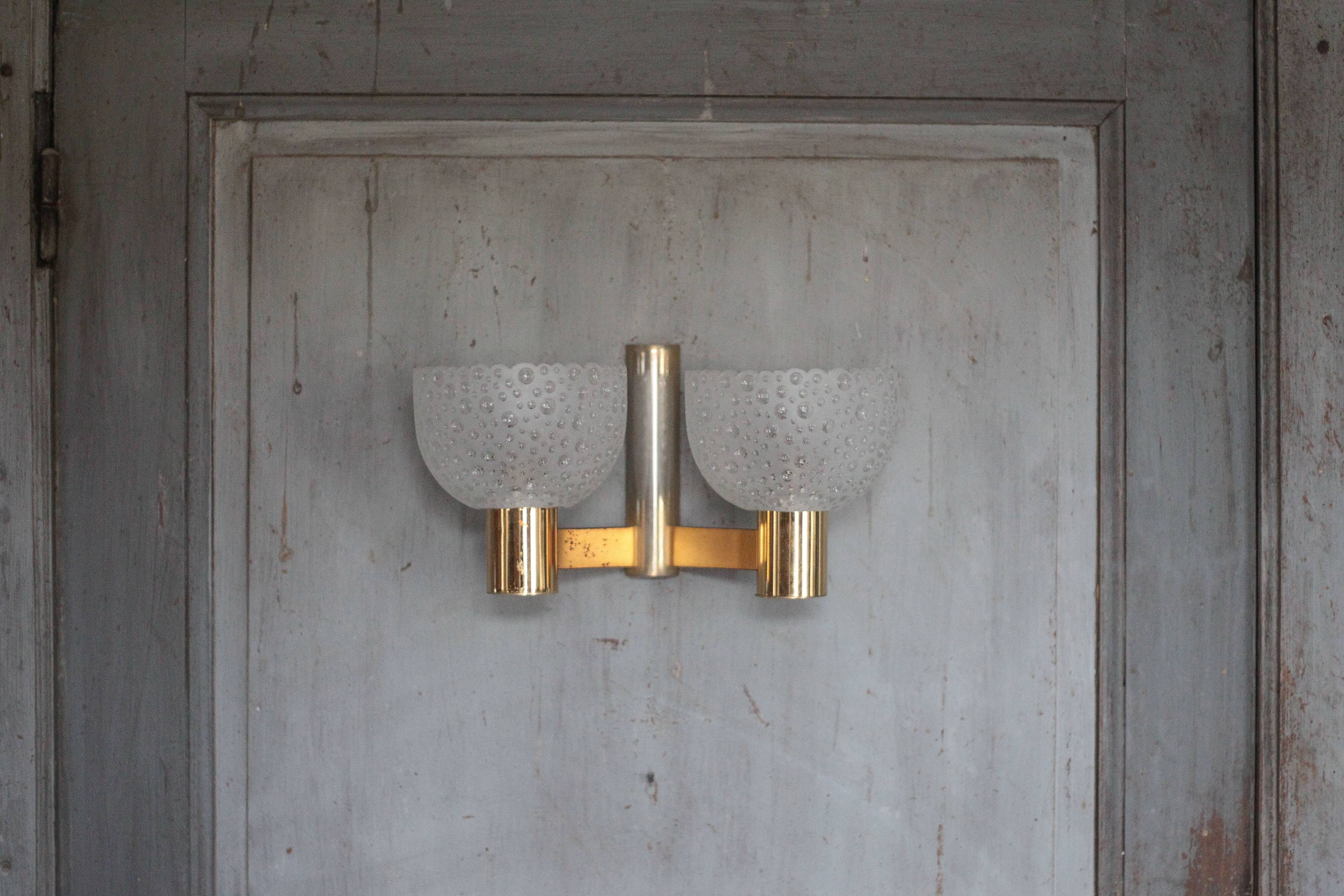 vintage wall light, golden metal and bubbled glass wall sconce, lighting, decor