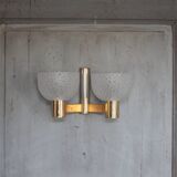 vintage wall light, golden metal and bubbled glass wall sconce, lighting, decor