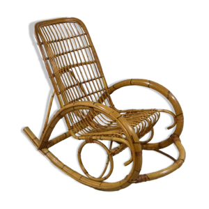 Rocking-chair en rotin, - 1960