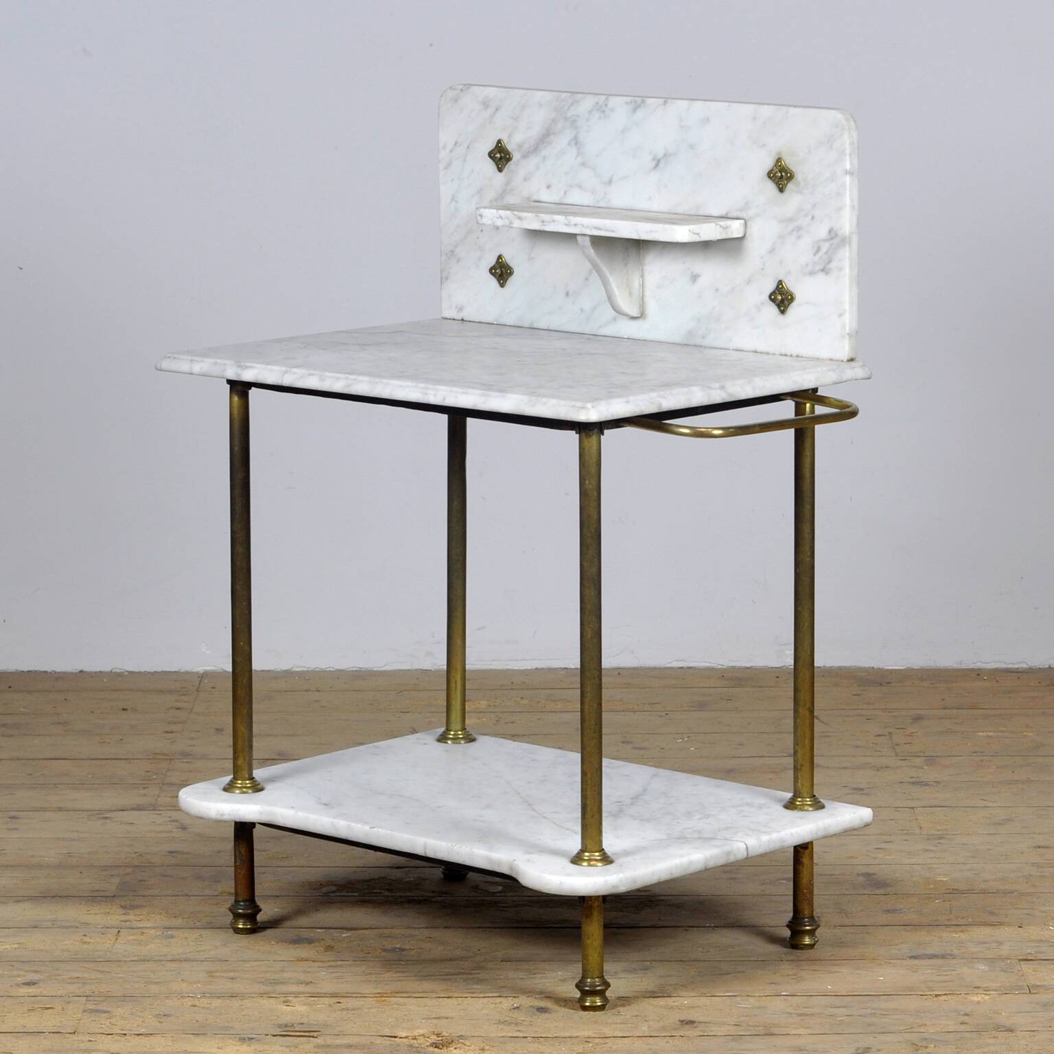 Antique wash stand in brass and marble, circa 1880