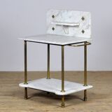 Antique wash stand in brass and marble, circa 1880