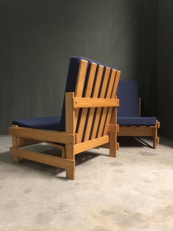 Rare paire de chaises longues niko kralj 'dota' system, années 1970