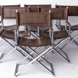 Set of 6 Vintage Safari Folding Chairs – Chrome Frame – 1970s/1980s
