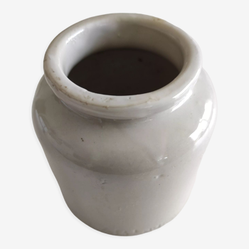 Old pot in glazed stoneware in light beige brand LAB Lagny