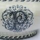Ancienne soupière légumier faïence kg lunéville - monogramme p et décor rinceaux