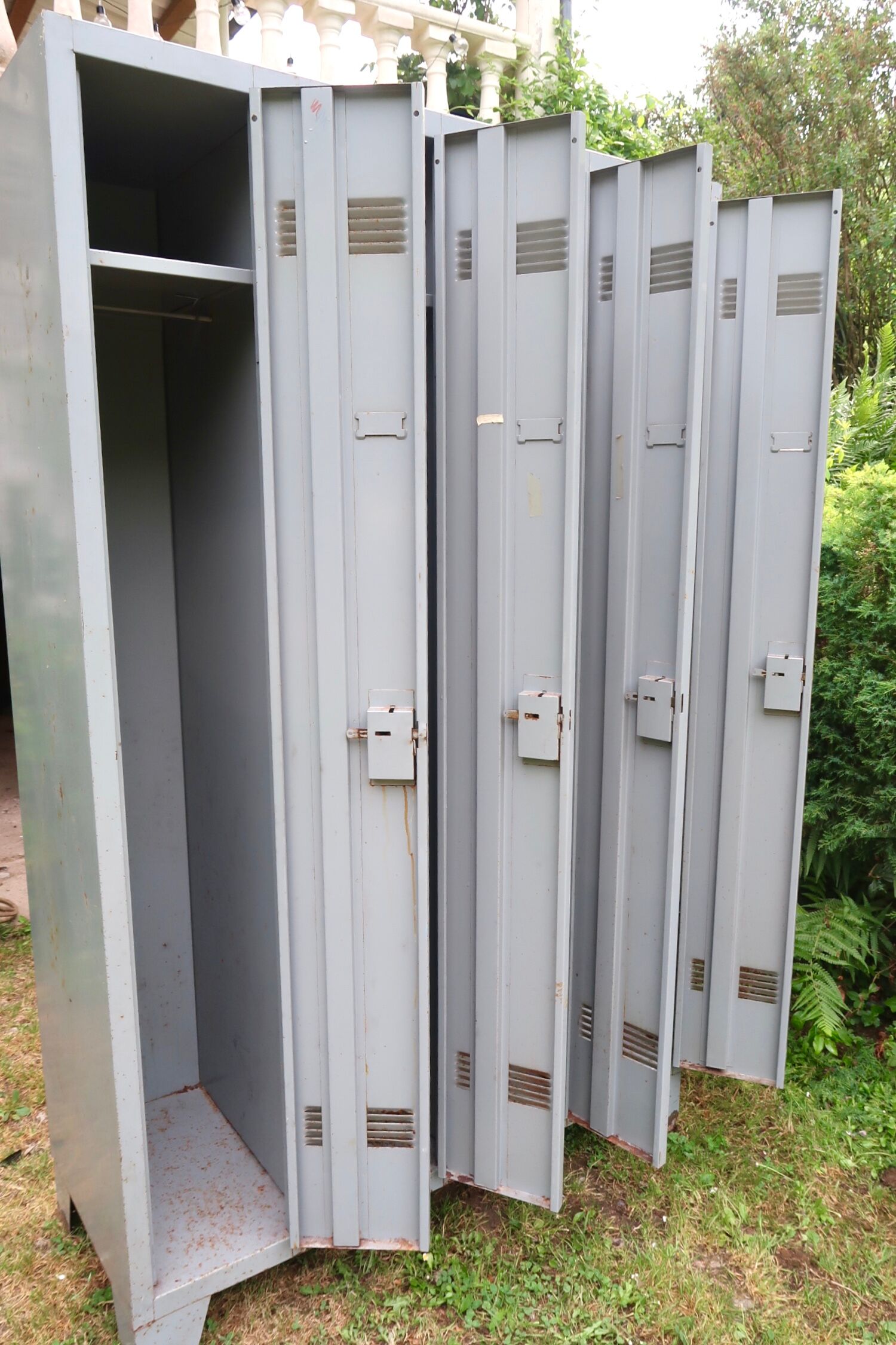 Grey metal industrial cloakroom