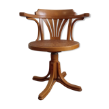 Wood swivel desk and caning