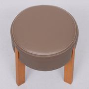 Top quality Leather Pouf 3 Oak legs 1990s