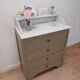 Antique commode revamped with a marble top, vintage dressing table.
