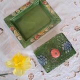 Antique butter dish in slip