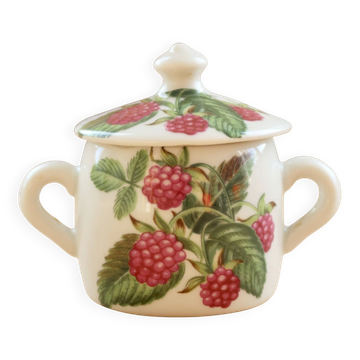 Vintage porcelain sugar bowl from Paris – Red fruit decoration