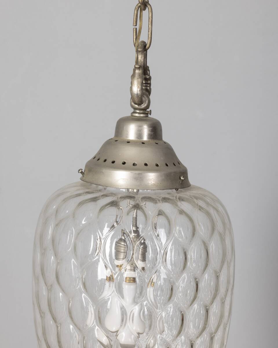 1960s vintage pendant lamp in decorated glass Italian design