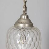 1960s vintage pendant lamp in decorated glass Italian design