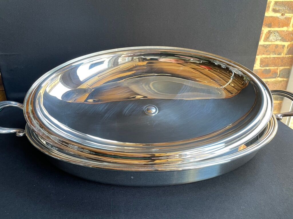 Rino Greggio - OLRI and Pyrex - Large serving dish - Modern - Silver metal, Glass