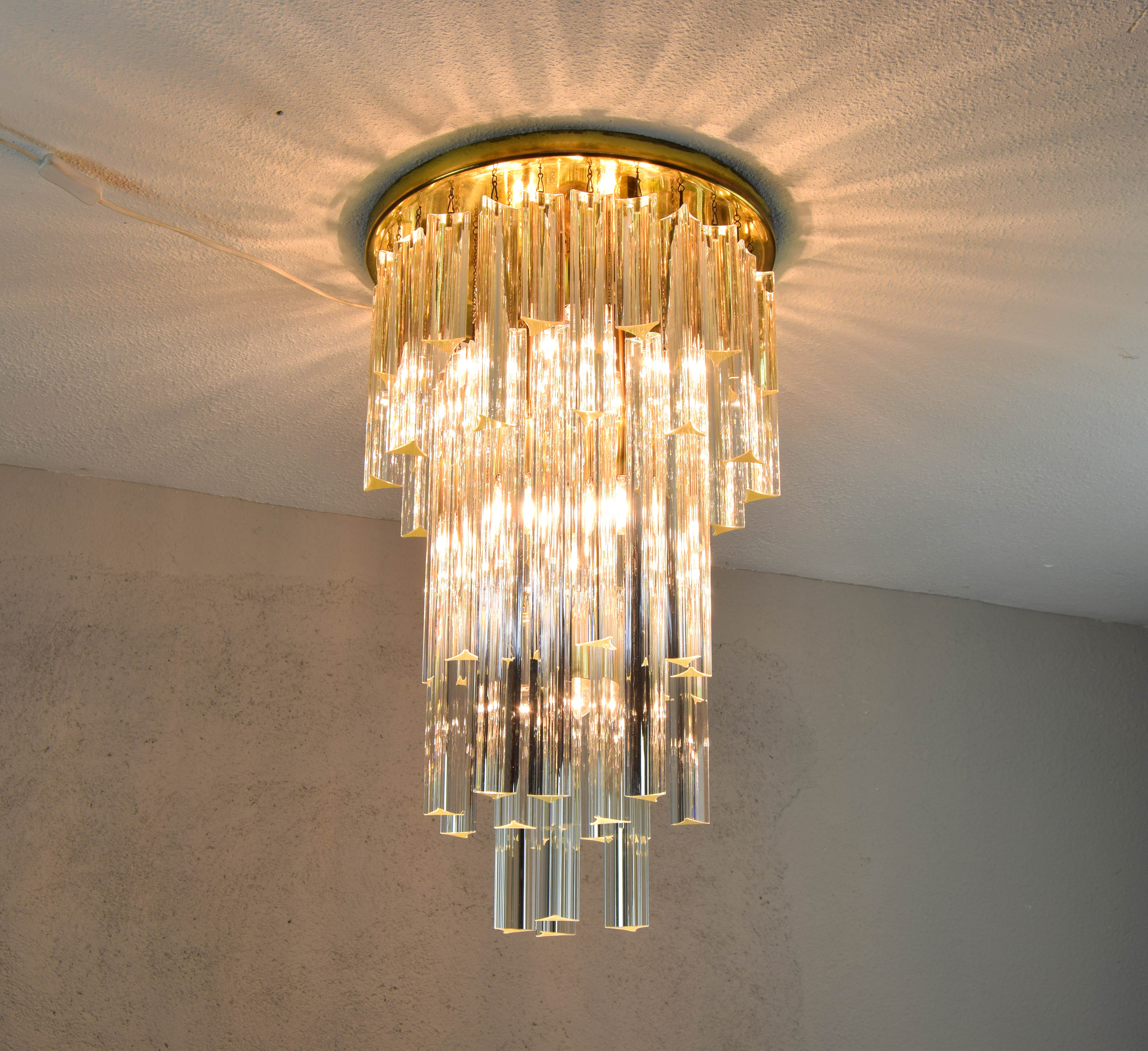 Venini Murano glass waterfall ceiling light Triedri