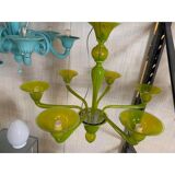 Contemporary Translucent Apple-Green Murano Style Glass Chandelier