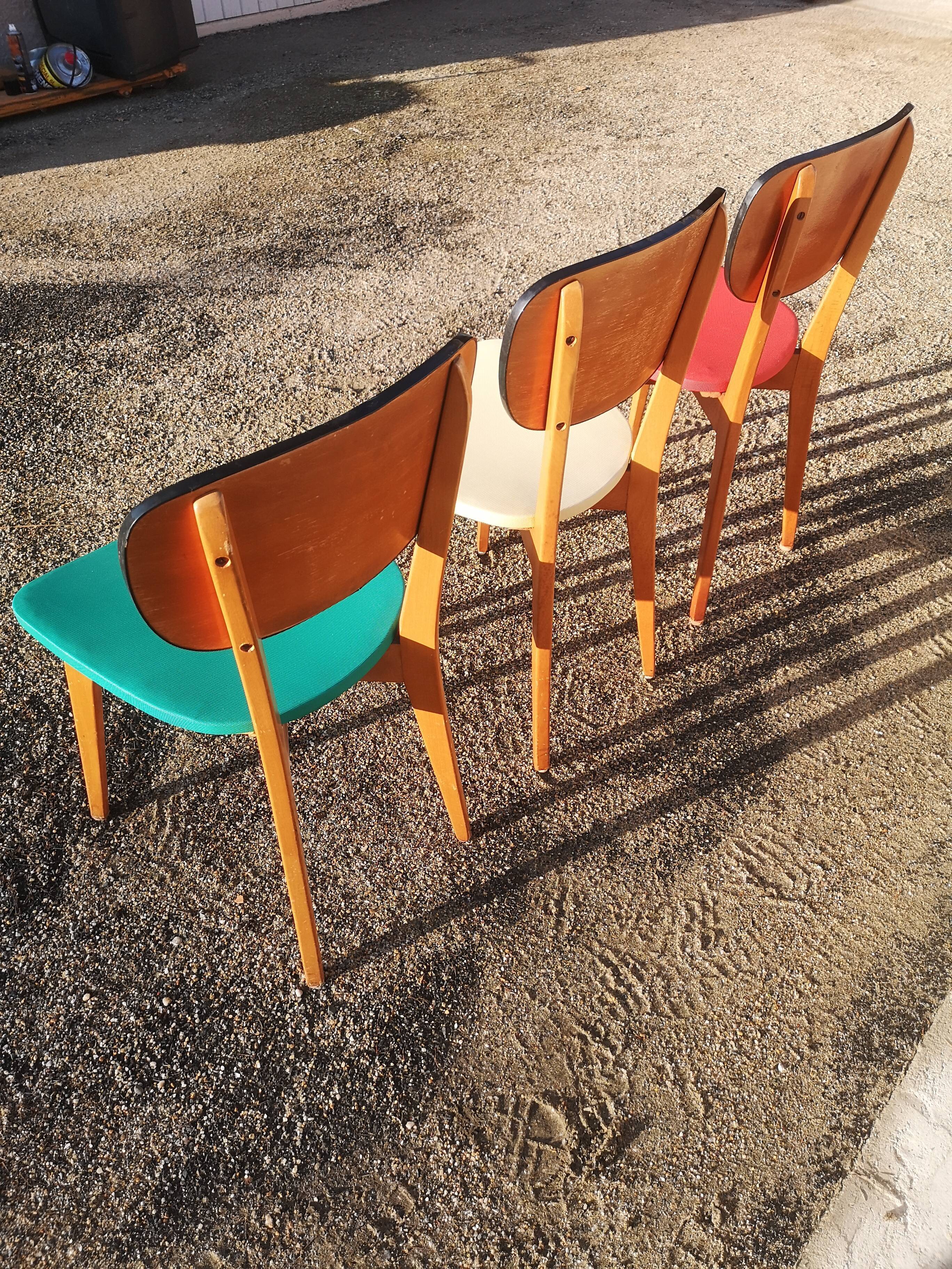 Lot de trois chaises vintages années 1950