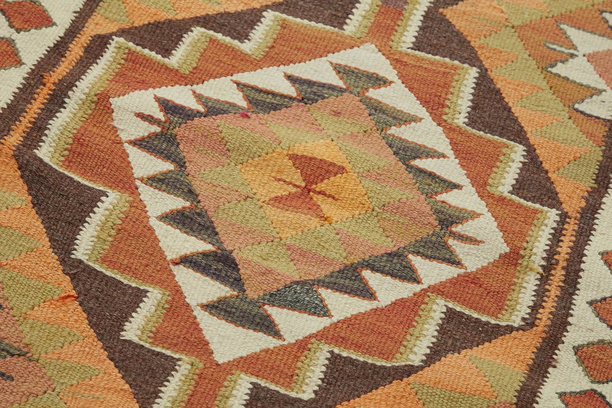 Turkish Handwoven Vintage Herki Kilim 86 cm x 340 cm