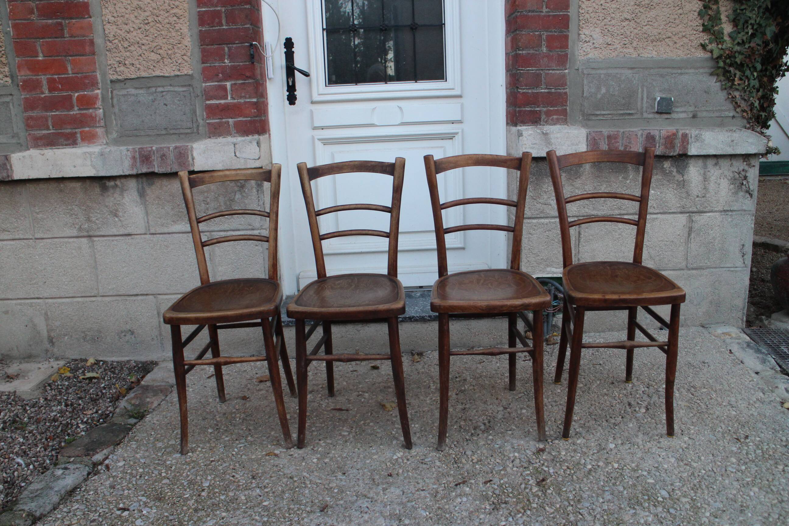 Lot de 4 chaises bistrot assises décorées
