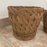 Vintage woven wicker plant pot cover
