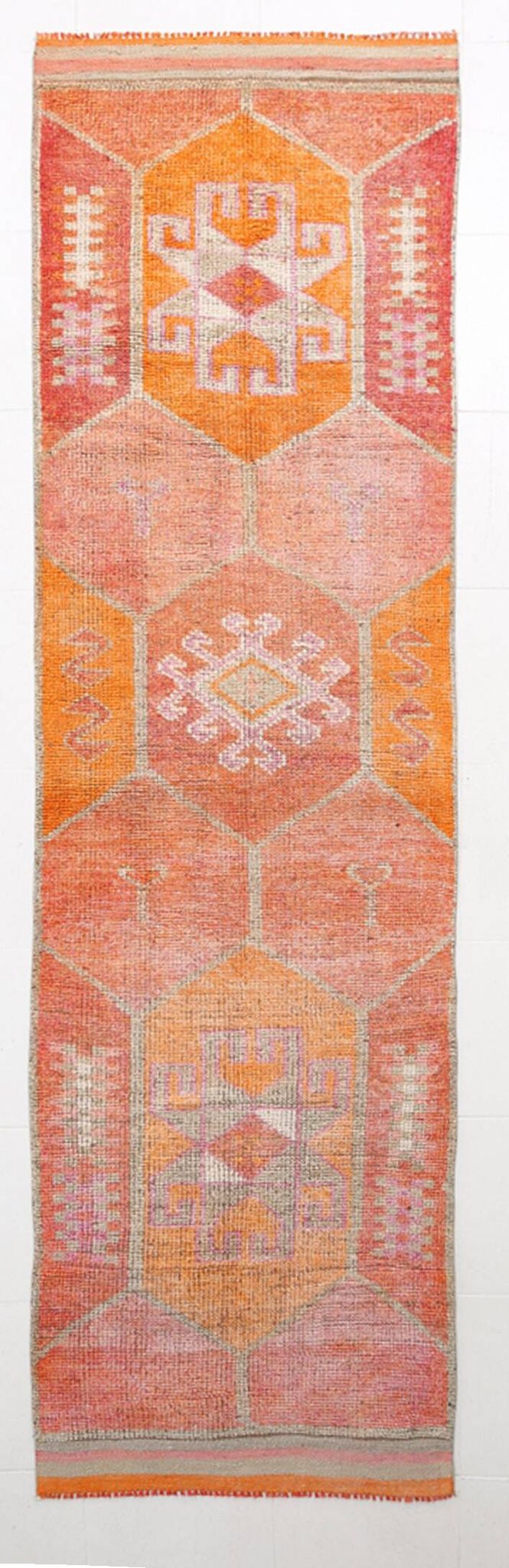 Tapis étroit multicolore, 93 x 325 cm, tapis turc oriental tissé à la main, 3 x 11