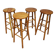 Set of 4 midcentury vintage high pine bar stools