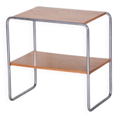 Bauhaus Side Table in Oak, Chrome, Czech, 1930s