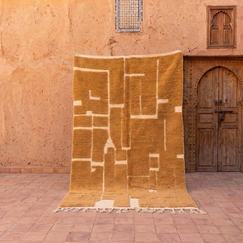 Traditional pure wool mustard rug 150/250 cm