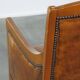 Sheep leather Art Deco design armchair combined with wood