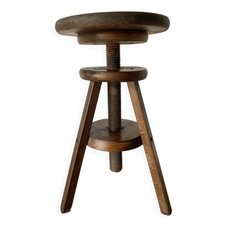 Tabouret à vis en bois vintage