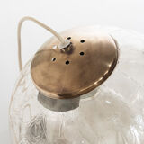 Vintage ceiling lamp in chrome metal and glass. France 1960